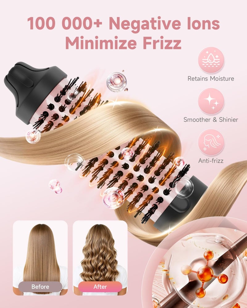 FLYZEMAA Thermal Brush, 1.5 Inch Curling Iron for Long Dry Hair, Heated Round Brush Straightener with 3 Temp Settings, 30s Fast Heat for Curling & Volumizing, Anti-Scald Nylon Bristles(Black) - Image 5